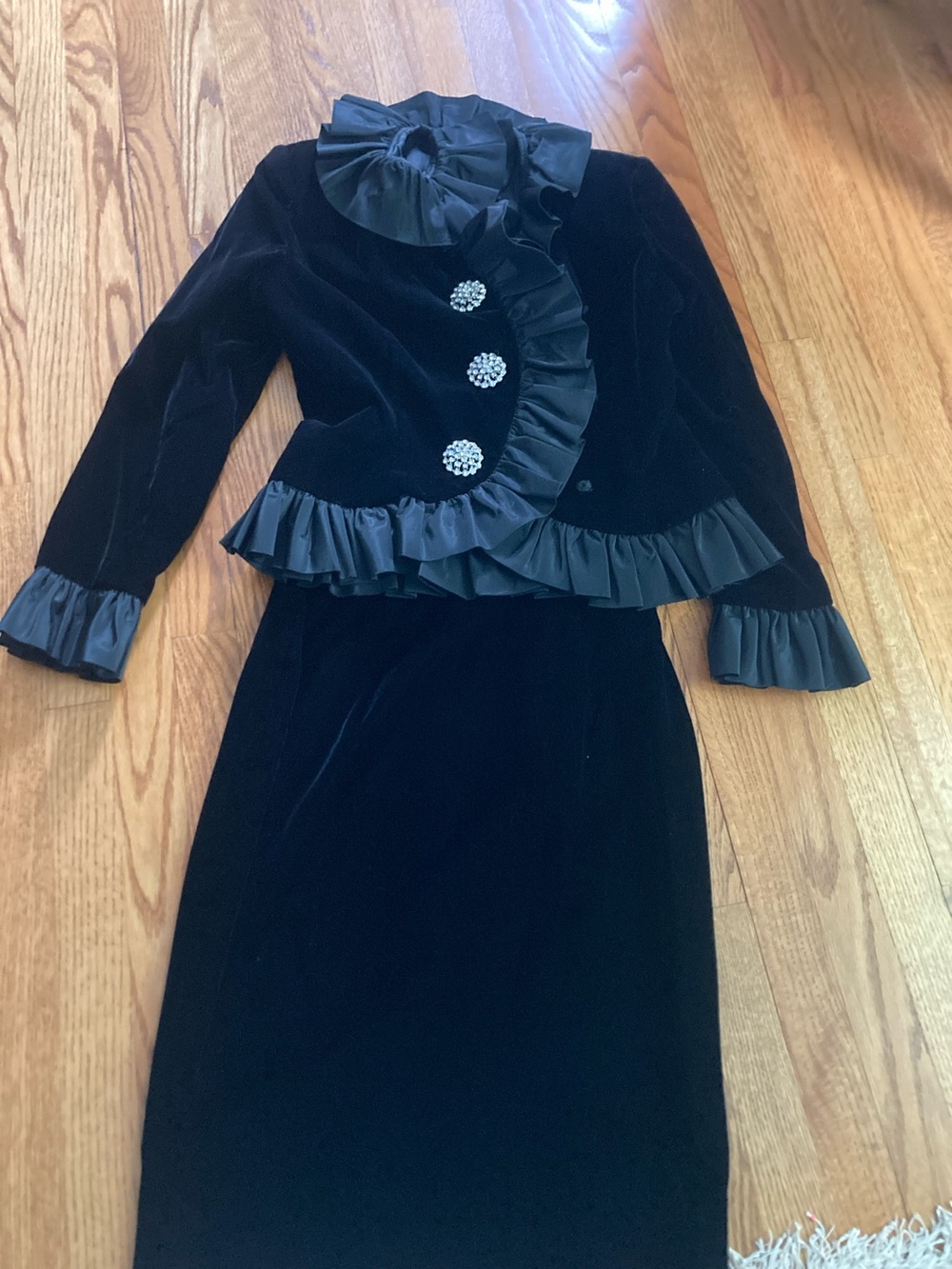 Black velvet, elegant, two piece suit